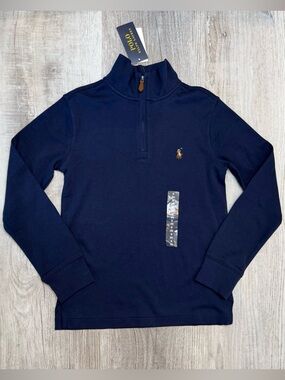 Polo Ralph Lauren Cotton Interlock Quarter-Zip Pullover Boys Size 8 S Preppy NWT